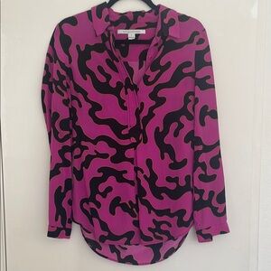 Diane Von Furstenberg Purple and Black Button Down Shirt